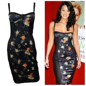 Vintage Authentic DOLCE & GABBANA Satin Gold Bustier Dress
