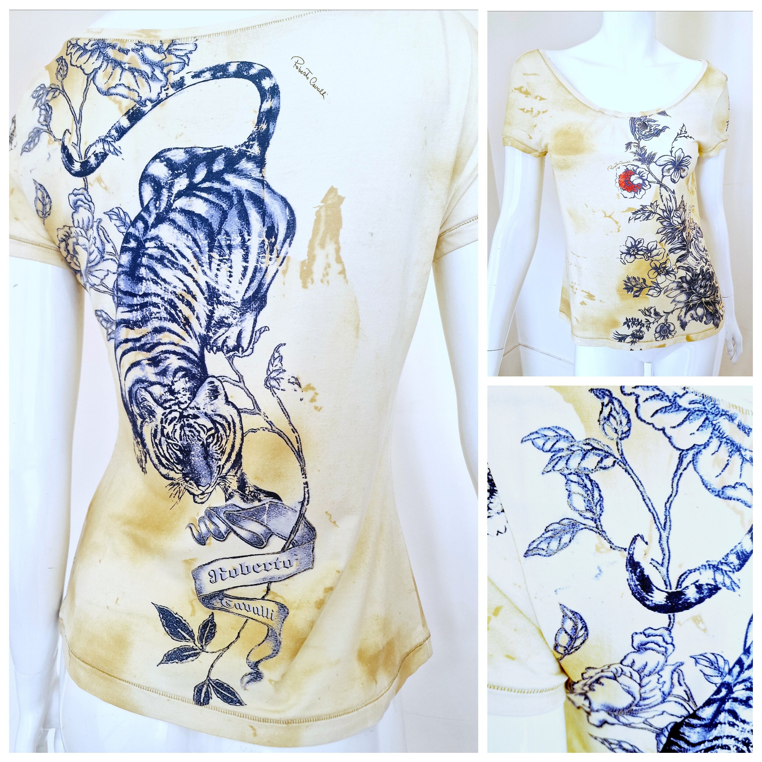 Roberto Cavalli イタリア製 花柄 コットン シャツ 46 Roberto Cavalli イタリア製 花柄 コットン シャツ 46