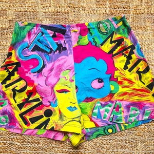 Gianni Versace Couture Betty Boop Marilyn Monroe Cartoon Pop Art Print Vintage Bodycon Miley Cyrus Pin up Small Medium Hose Shorts