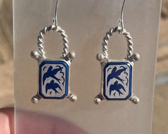 Pendientes de gorrión en plata de ley