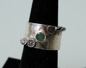 Anillo de plata de ley con aventurina talla 5.5