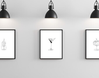 Halloween-martinikunstafdrukken: griezelig barwagendecor (digitale download)