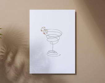 Vuile martini-print | Decoratie barwagen | Cocktailkunst | Digitale download | Galerijmuur appartement