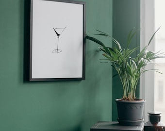 Martini-print | Decoratie barwagen | Cocktailkunst | Digitale download | Galerijmuur appartement