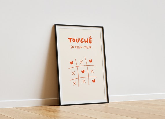 Affiche coeur - affiche amour - cadeau original - poster minimaliste - Saint-Valentin - décoration murale originale - style morpion