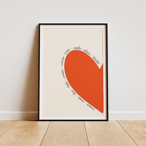 Cartel corazón - cartel amor - regalo original - cartel minimalista - San Valentín - decoración pared - cartel original - pareja