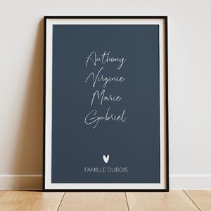 Affiche famille personnalisée - affiche prénoms famille - cadeau pour la famille - cadeau personnalisé - Cadeau parents - déco famille