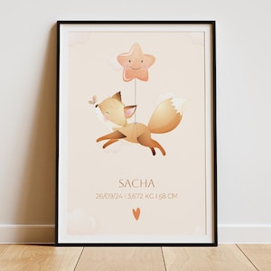 Personalisiertes Geburtsposter - Babyposter - Geschenk für neue Eltern - Geburtsgeschenk - Fuchsposter - Familiengeschenk