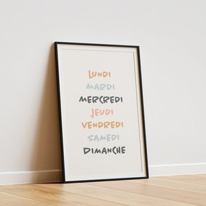 Póster de aprendizaje para niños - regalo para niños - regalo de nacimiento - póster minimalista - decoración de habitación infantil - póster de días