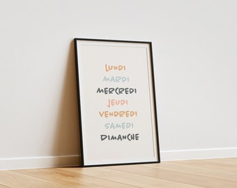 Children's learning poster - gift for children - birth gift - minimalist poster - children's room decoration - days poster