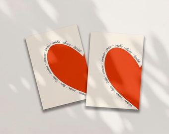 Carte postale - Carte postale amour - Carte originale - Carte colorée - Carte de voeux - Anniversaire - Papeterie - Idée cadeau - Coeur