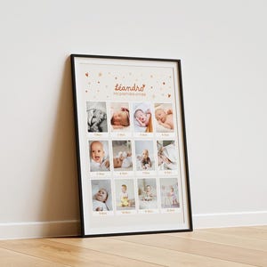 Póster del primer año del bebé - póster con foto - regalo personalizado - nacimiento - póster minimalista - cumpleaños - collage de fotos - 1 año