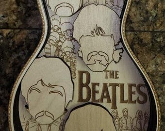 The Beatles Guitar 3D Art | 6-Layer SVG Cut File | Laser Ready