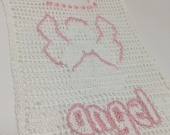 Angel Crochet Baby Bib, Newborn Bib, Crochet Baby Bib, Christening Baby Gift, Baby Shower Gift, Crochet Baptism Accessory, Baby Crochet Gift