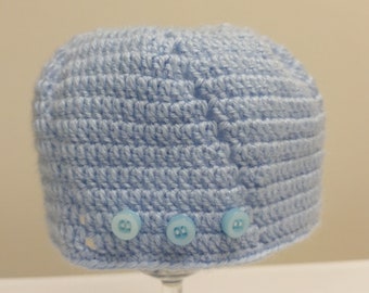 Crochet Newborn Baby Hat Baby Boy Hat Baby Boy Hospital Hat Infant Beanie Hat Baby  Crochet Photo Prop Hat Christening Baby Shower Gift