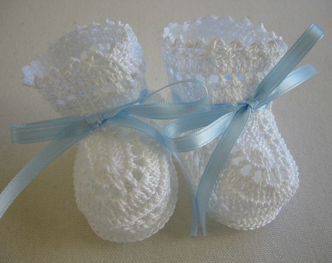 Baby Booties Crochet Baby Boy Booties Christening Booties Etsy