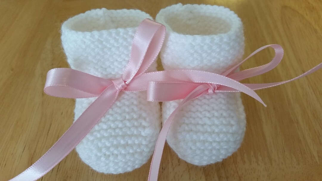 Knitted Baby Booties Newborn Booties Baby Girl White Shoes - Etsy