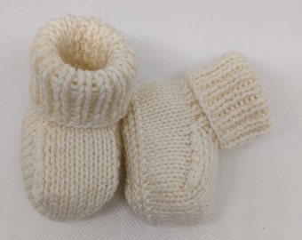 Hand Knitted Baby Booties: Natural Soft Yarn, Newborn Gift