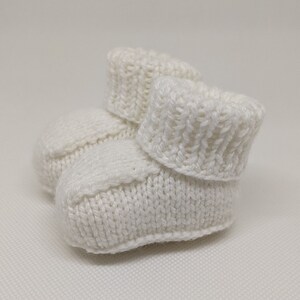 Hand Knitted White Baby Booties: Newborn Gift (0-3 Months)