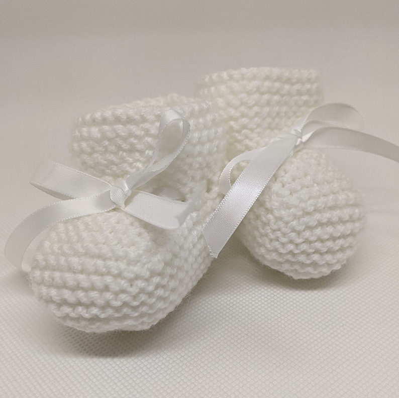 Knitted Baby Booties Newborn Booties Baby Girl Boy White Etsy
