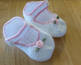 Crochet Baby Booties Mary Jane Booties Christening Baby Booties Crochet  Newborn Girl Baby Girl Booties Reborn Doll Baptism Baby Shower Gift