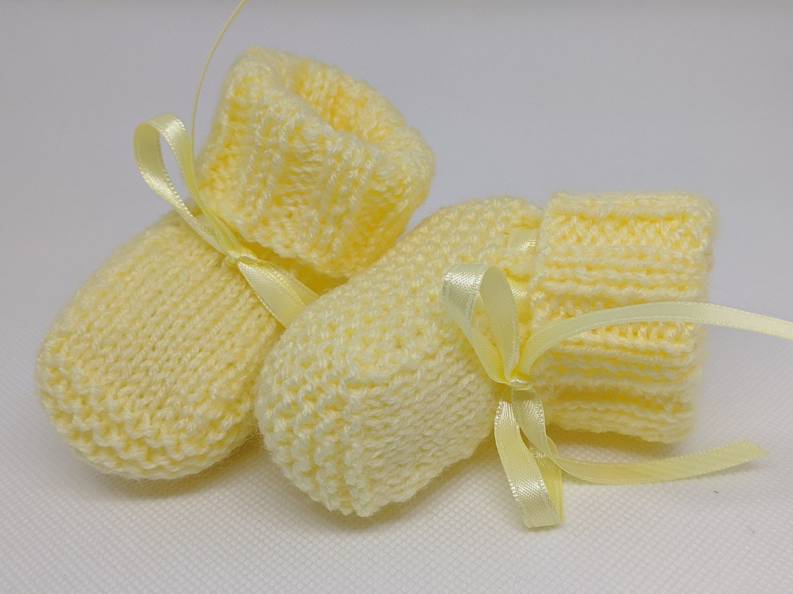 Knitted Baby Booties Newborn Booties Baby Girl Boy Yellow Etsy