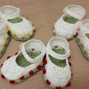 Crochet Baby Booties: Tulip Mary Janes, Newborn Christening Gift