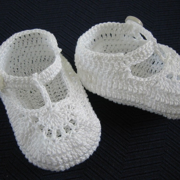 Baby Booties, Crochet Baby Booties, Christening Baby Shoes, Crochet Christening Baby Boy Booties, White T Strap Newborn, Baby Shower Gift