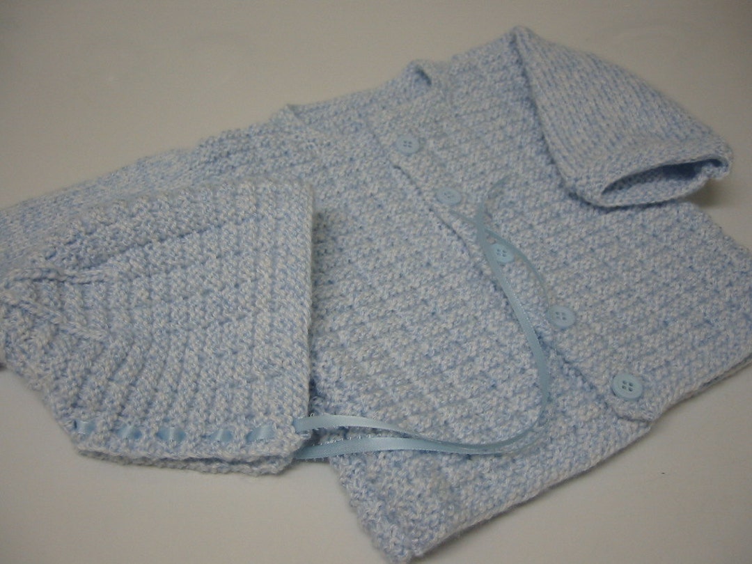 Baby Boy Sweater Hat Set, Hand Knit Sweater and Hat, 69 Months, Baby
