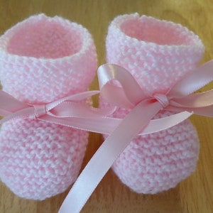 Baby Booties, Baby Shoes Hand Knit Baby Girl Booties Newborn Booties, Baby Girl Pink Booties, Christening Booties, Baptism, Baby Shower Gift