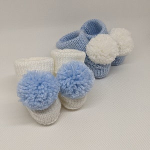 Baby Booties, Knitted Baby Shoes, Baby Boy Booties, Newborn Booties, Christening Booties, Baptism, Baby Shower Gift, New Baby Boys Gift
