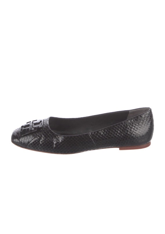 Authentic Tory Burch Python Leather Ballet Flats, 