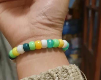 Pickled Coloured themed Pony Beads Beaded Bracelet for Pickle lovers.