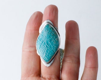 Beyond Ring - Amazonite Stone and Silver Cocktail Ring