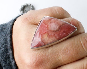 Pink Perfection Ring - Rhodochrosite Statement Wrap Ring