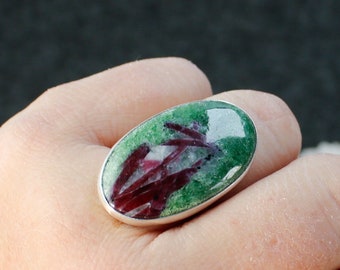 Abstract Ring - Ruby in Zoisite Stone Statement Ring