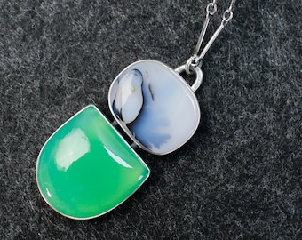 Eternal Green Necklace - Montana Agate Chrysoprase Stones in Silver Necklace