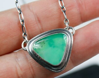 Bright Light Necklace - Chrysoprase Silver and Stone Necklace