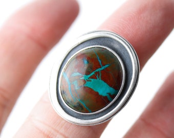 Riversong Ring - Sterling Silver and Chrysocolla Cocktail Ring