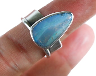 Mermaid Ring - Australian Opal Silver Cocktail Ring