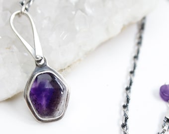 Amethyst Twist Necklace - Trapiche Amethyst and Silver