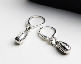 Silver Seed Earrings - Sterling Silver Simple Drop Earrings