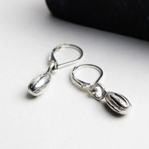 Silver Seed Earrings - Sterling Silver Simple Drop Earrings