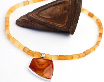 Bruneau Jasper Necklace - Bruneau Jasper on Yellow Quartz Bead Strand