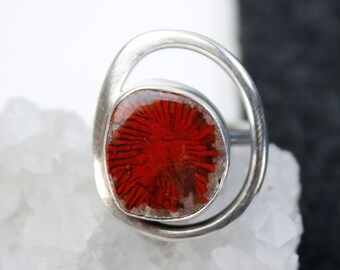 Lasso Ring - Fossil Horn Coral and Silver