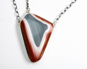 Desert Art Necklace - Imperial Jasper Stone Pendant on Chain