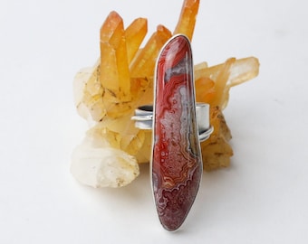 Swirling Embers Ring - Crazy Lace Agate Stone Ring