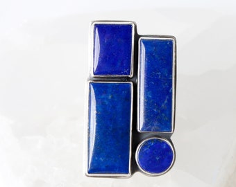 Mosaic Ring - Lapis and Silver Cocktail Ring