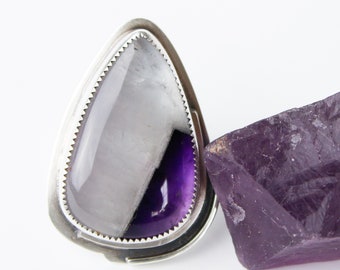 Lupine Ring - Sterling Silver and Quartz with Amethyst Statement Ring