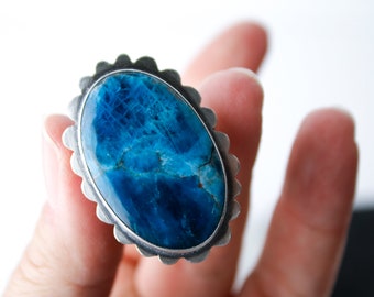 Blue Skies Ring - Blue Apatite and Sterling Silver